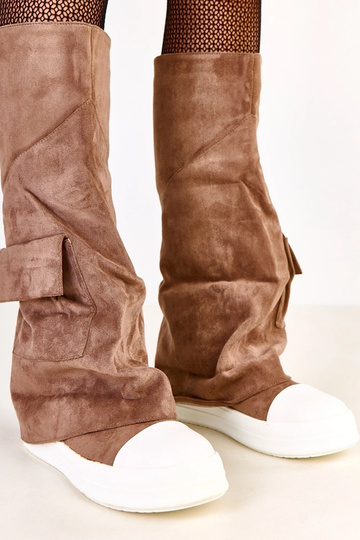 Botas largas de ante sintético marrón con caña doblada Marsey 2