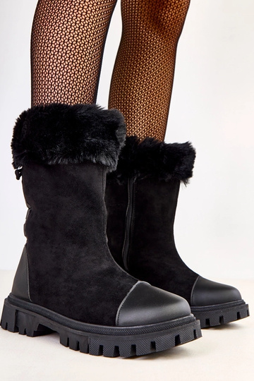 Botines de ante sintético negros con pelo Satisa 2