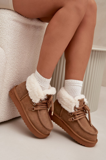 Botas de nieve para mujer de ante natural D.Franklin DFSH375006 en marrón