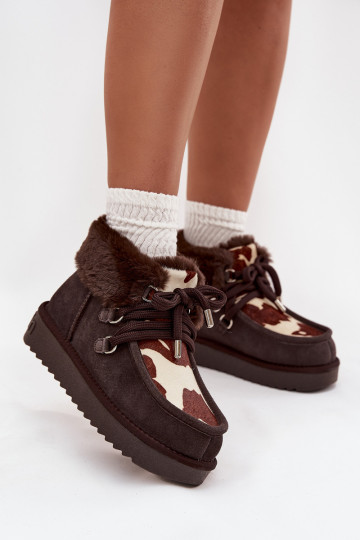 Botas de nieve para mujer de ante natural con parches D.Franklin DFSH375008 en color chocolate 2