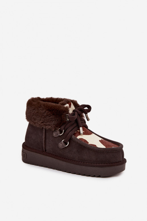 Botas de nieve FemeninoActivadoturalnego de gamuzau Łaty D.Franklin DFSH375008 CzekoladoAe