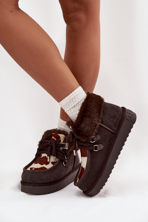 Botas de nieve FemeninoActivadoturalnego de gamuzau Łaty D.Franklin DFSH375008 CzekoladoAe