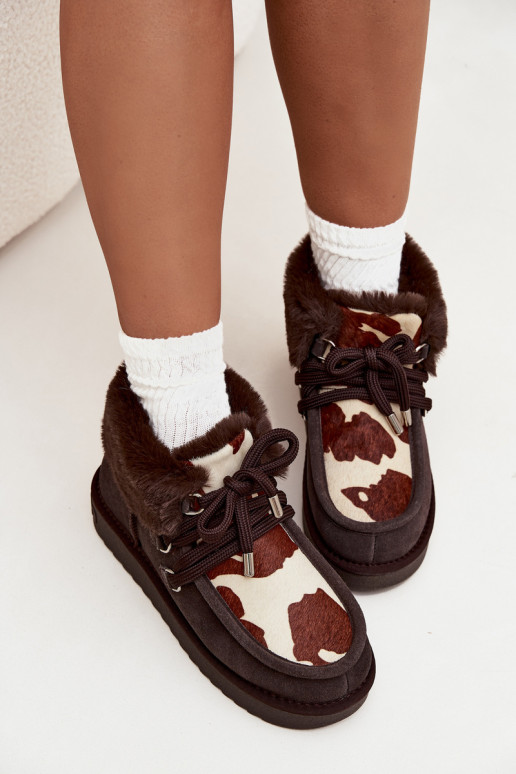 Botas de nieve FemeninoActivadoturalnego de gamuzau Łaty D.Franklin DFSH375008 CzekoladoAe