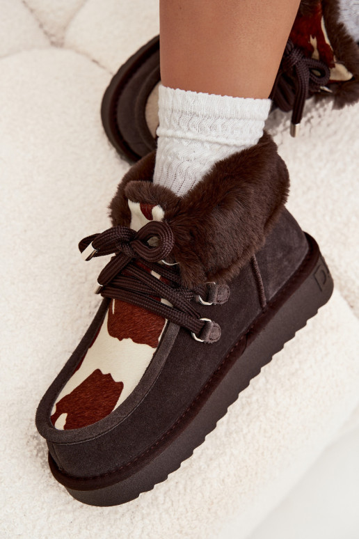 Botas de nieve FemeninoActivadoturalnego de gamuzau Łaty D.Franklin DFSH375008 CzekoladoAe