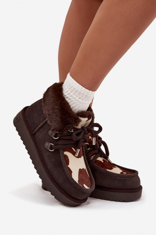 Botas de nieve FemeninoActivadoturalnego de gamuzau Łaty D.Franklin DFSH375008 CzekoladoAe