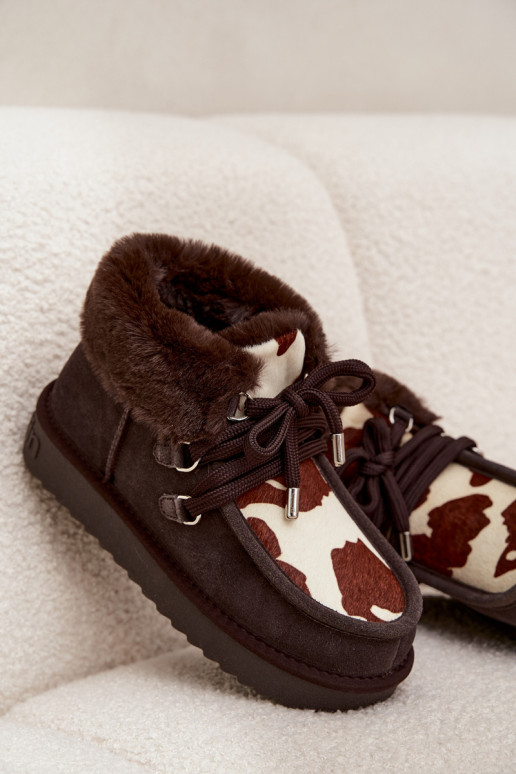 Botas de nieve FemeninoActivadoturalnego de gamuzau Łaty D.Franklin DFSH375008 CzekoladoAe