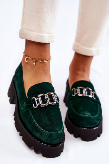 de gamuza zapatos con adornos Laura Messi 2489 color verde 2