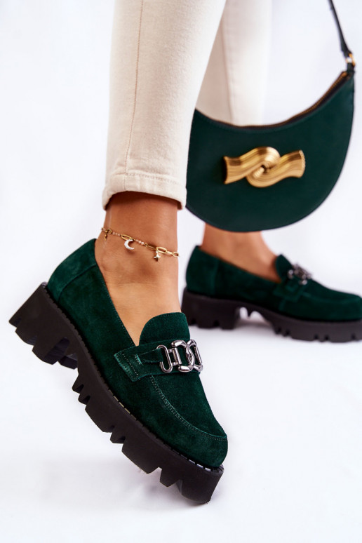 de gamuza zapatos con adornos Laura Messi 2489 color verde