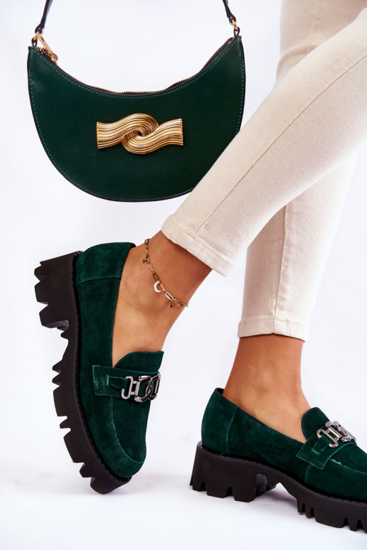 de gamuza zapatos con adornos Laura Messi 2489 color verde