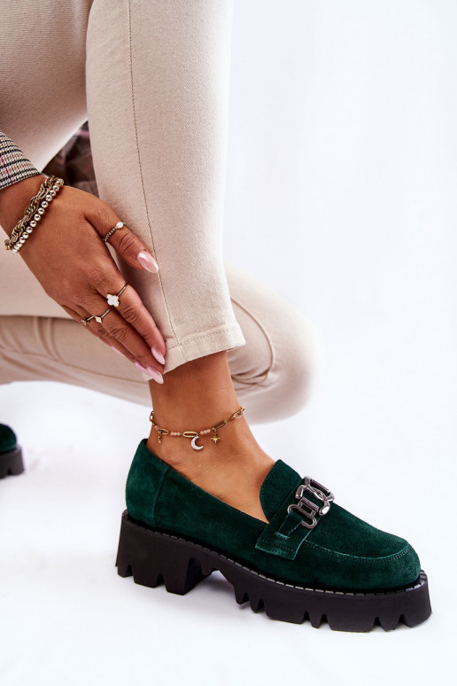 de gamuza zapatos con adornos Laura Messi 2489 color verde