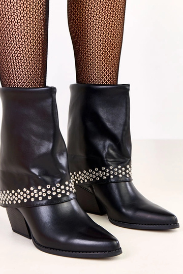 Botas de cowboy negras con caña doblada Memoris