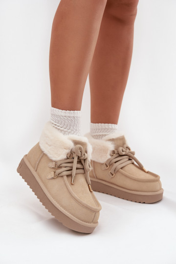 Botas de nieve color marfil para mujer de ante natural D.Franklin DFSH375006 2