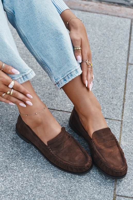 Mocasines para mujer con tacones anchos de eco ante color marrón "Rivianne" Mocasines para mujer con tacones anchos de eco ante color marrón "Rivianne"