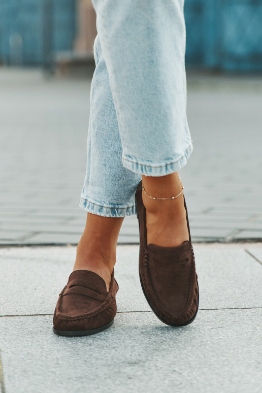 Mocasines para mujer con tacones anchos de eco ante color marrón "Rivianne" Mocasines para mujer con tacones anchos de eco ante color marrón "Rivianne"