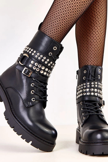 Botas de senderismo negras para mujer con elementos decorativos Ladora 2