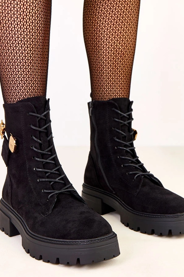 Botas de senderismo negras para mujer con un osito dorado Messey
