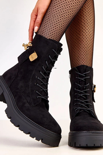 Botas de senderismo negras para mujer con un osito dorado Messey 2
