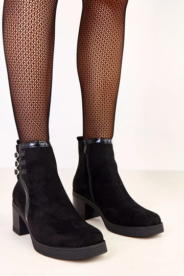 Botines negros de tacón con hebillas Karena