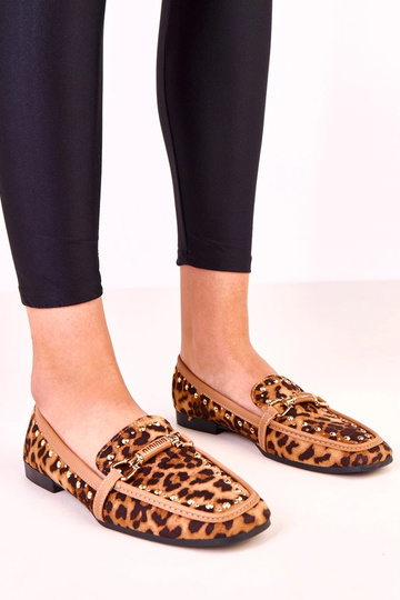 Bailarinas con estampado de leopardo de ante sintético con tachuelas Molia