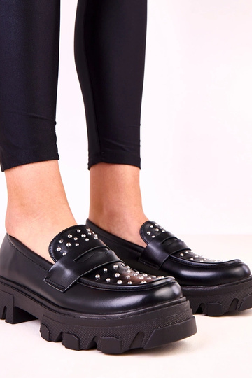 Mocasines negros para mujer con tachuelas Memolis