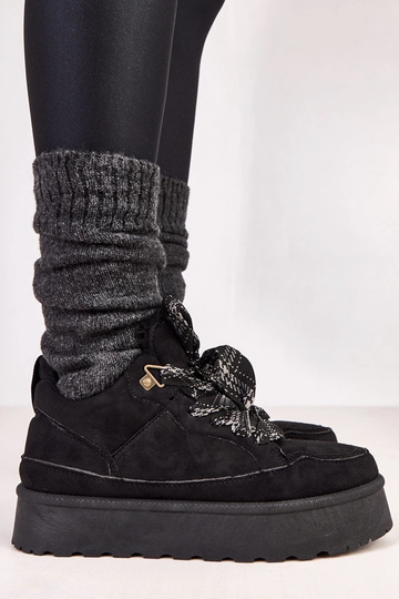 Zapatillas deportivas negras térmicas con cordones gruesos Landry