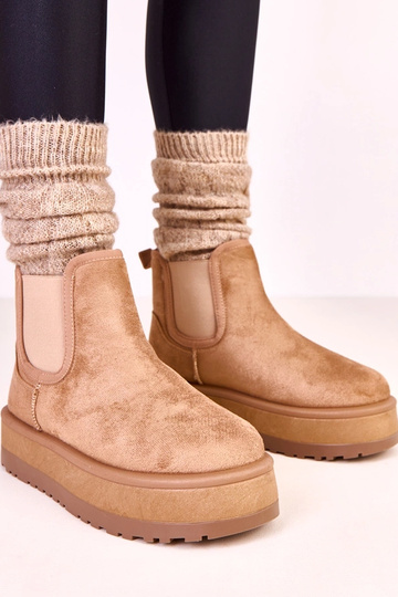 Botas de nieve bajas con costura elástica Nancey en color beige oscuro