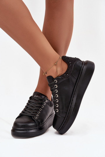 Zapatillas modelo zapatos. FemeninoActivadoturalnej Skóry GOE OO2N4004 de color negro