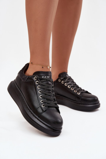 Zapatillas modelo zapatos. FemeninoActivadoturalnej Skóry GOE OO2N4004 de color negro 2