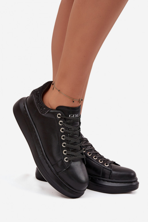 Zapatillas modelo zapatos. FemeninoActivadoturalnej Skóry GOE OO2N4004 de color negro