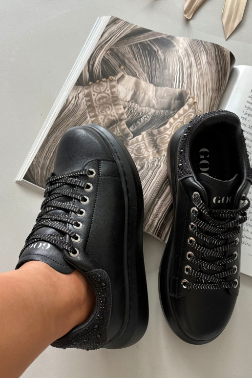 Zapatillas modelo zapatos. FemeninoActivadoturalnej Skóry GOE OO2N4004 de color negro