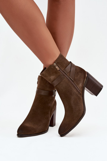 Botas de mujerActivadoturalnego de gamuzau con tacones calentamiento Sergio Leone BT25384-S de color caqui