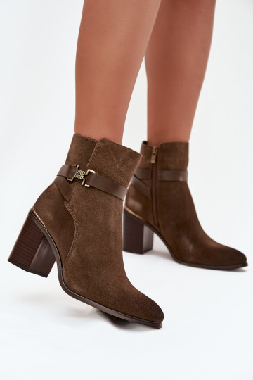Botas de mujerActivadoturalnego de gamuzau con tacones calentamiento Sergio Leone BT25384-S de color caqui 2