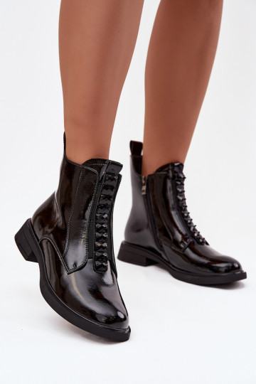 Botines de charol para mujer de piel sintética D&A MR52-108 color negro 2