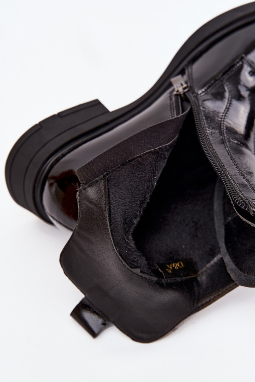 Botines de charol para mujer de piel sintética D&A MR52-108 color negro