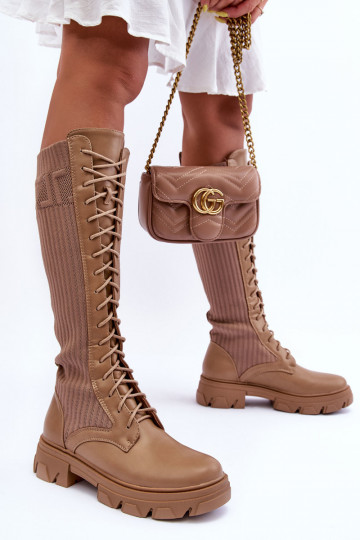 botas con tacones anchos con plantilla tipo calcetín beige Itona 2