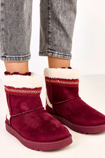 Botas de nieve bajas con bordado Sensila en color burdeos
