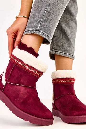 Botas de nieve bajas con bordado Sensila en color burdeos 2