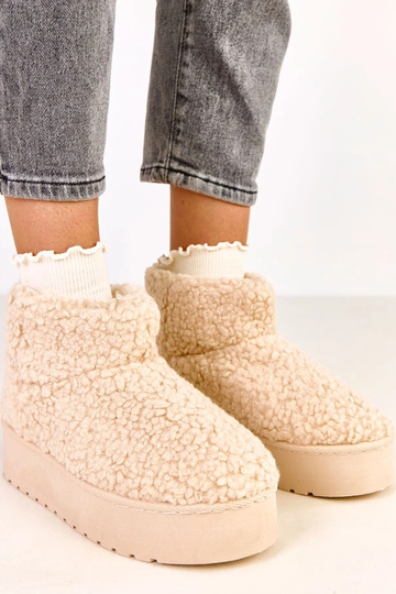 Botas de nieve con caña de piel de cordero Lasso en color beige