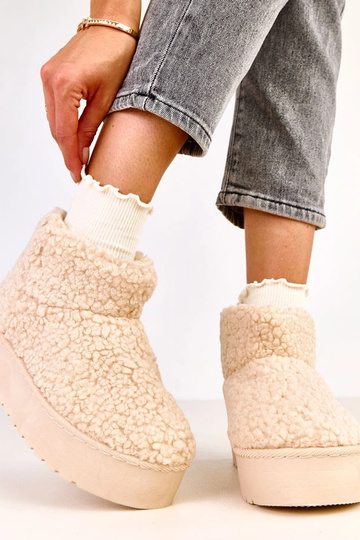 Botas de nieve con caña de piel de cordero Lasso en color beige 2