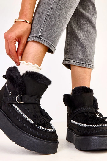 Botas de nieve con plataforma y flecos Maurisa en color negro 2