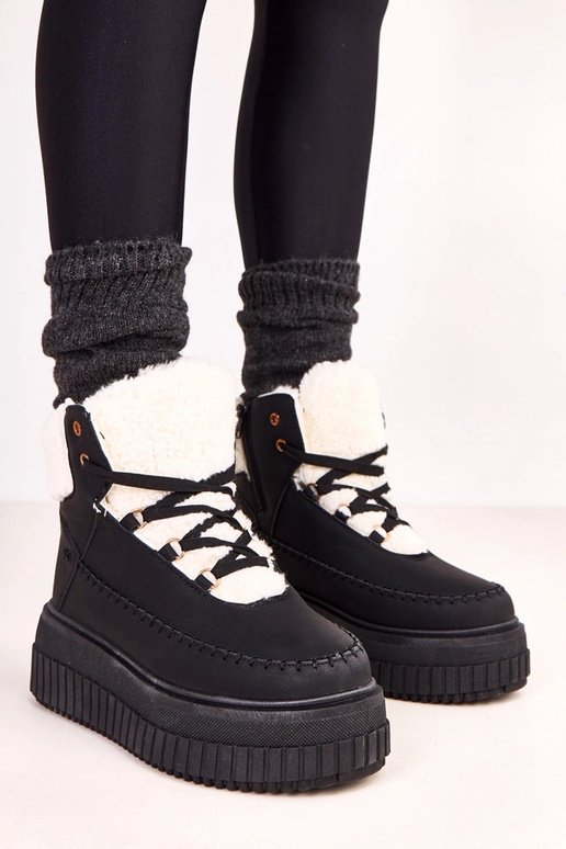 Botines deportivos cálidos negros con...