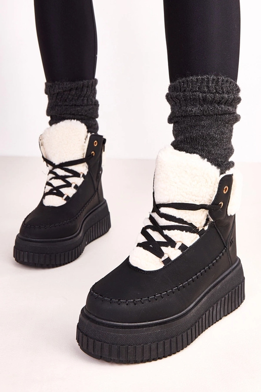 Botines deportivos cálidos negros con...