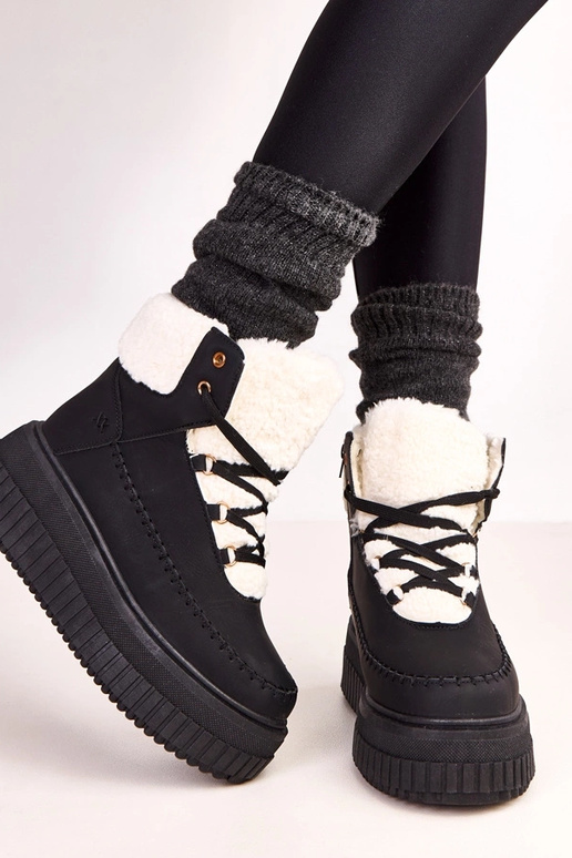 Botines deportivos cálidos negros con...