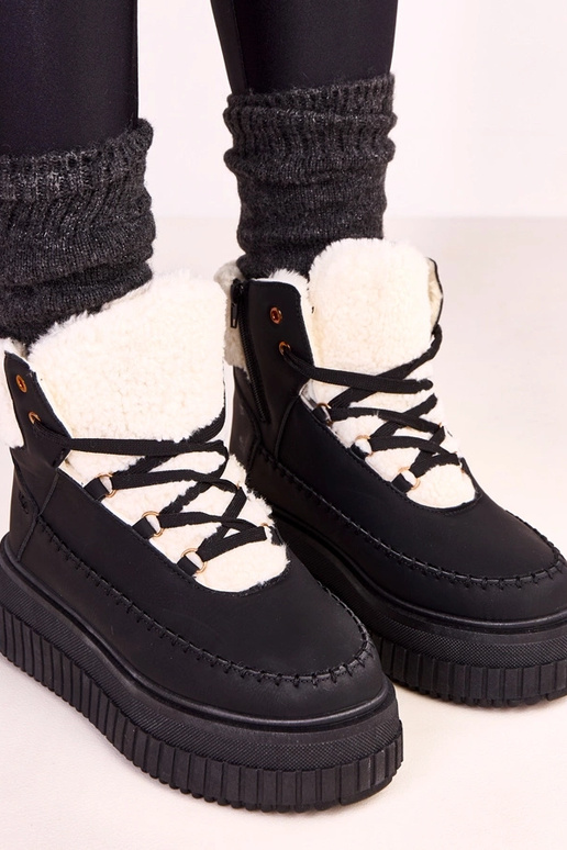 Botines deportivos cálidos negros con...