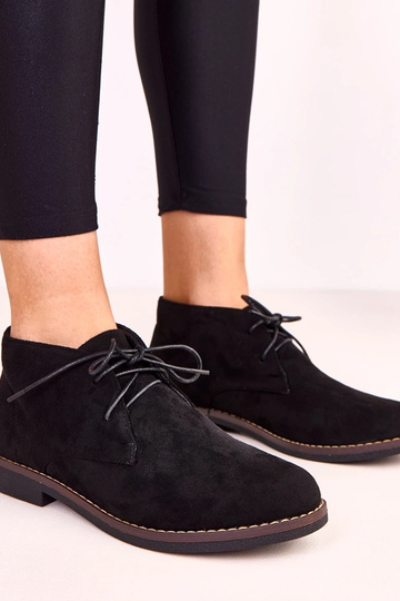 Botines negros para mujer de suela plana Lauda