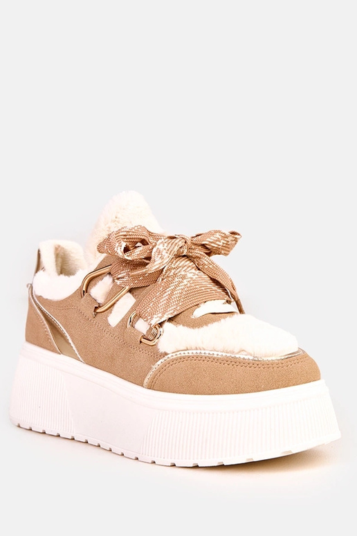 Zapatillas deportivas color arena con... Zapatillas deportivas color arena con...