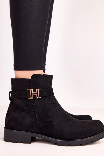 Botines negros para mujer con adornos dorados Mengel 2
