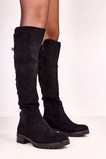Botas altas negras con cordones en el caño Rebecca