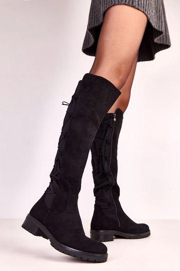 Botas altas negras con cordones en el caño Rebecca 2