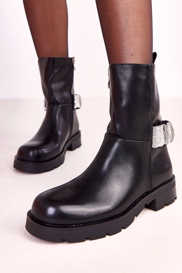 Botines negros para mujer con adornos de circonitas Elisana 2